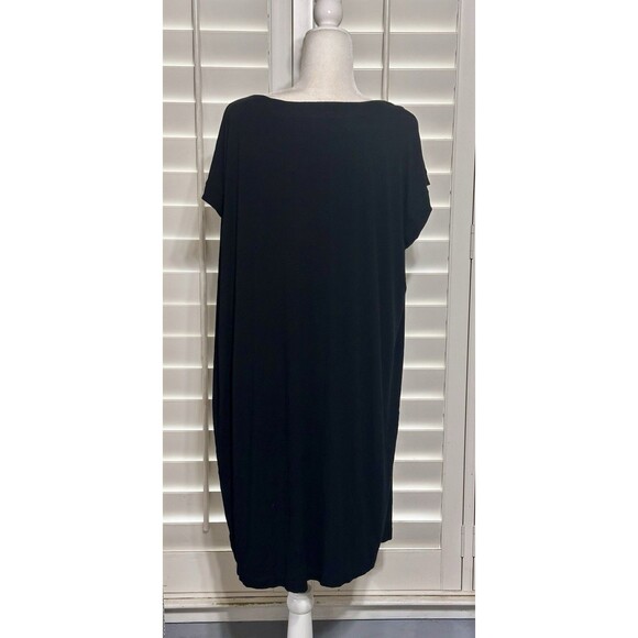 EILEEN FISHER Size L Cowl Neck Short Sleeve Shift Dress Minimalist Closet Staple - Picture 7 of 12